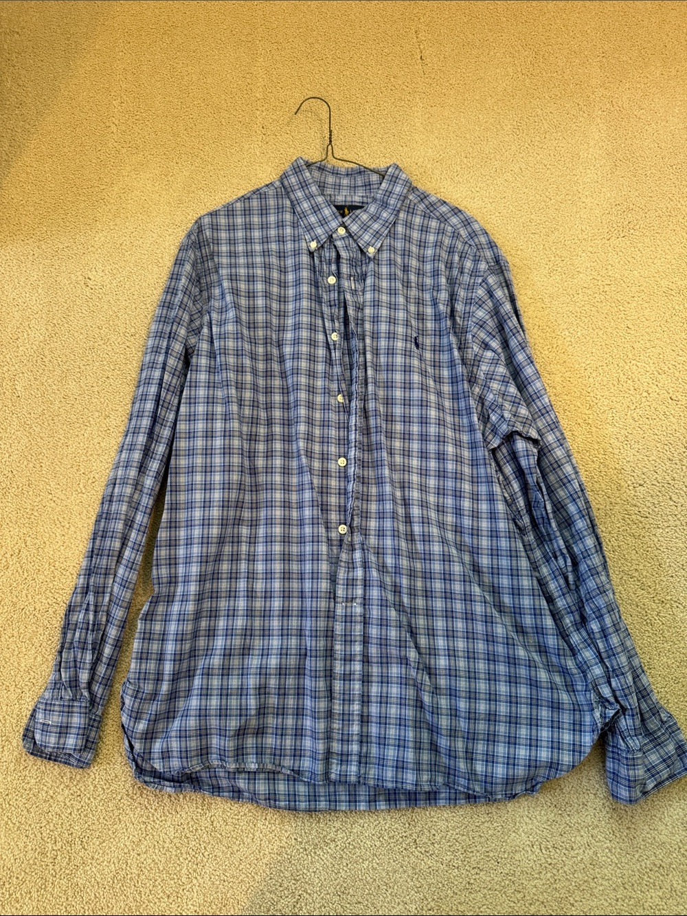 Ralph Lauren Blue Plaid Button-Down Shirt - XL